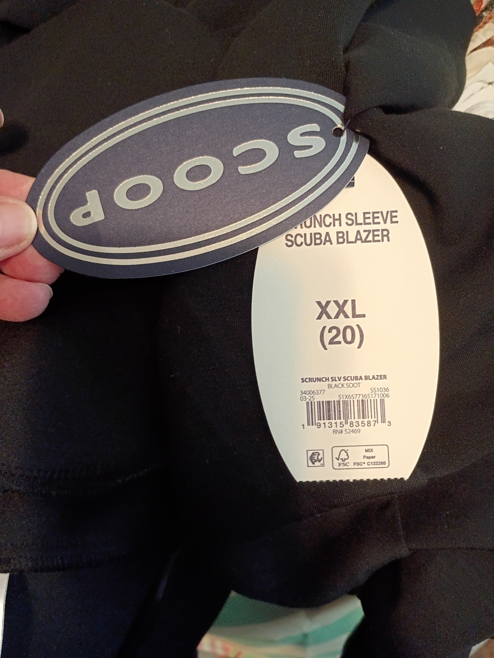 Scoop Black Scrunch Sleeve Open Front Blazer - Picture 6 of 7
